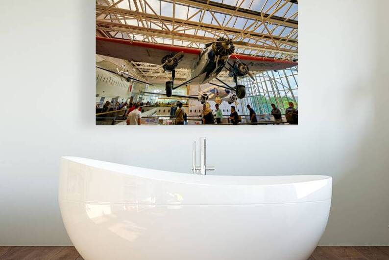 Visitors watch aircraft at the Air and Space Museum by Marco Brivio