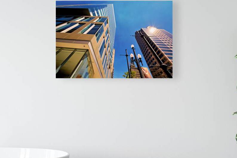 View of buildings in Salt Lake City with clear skies by Marco Brivio