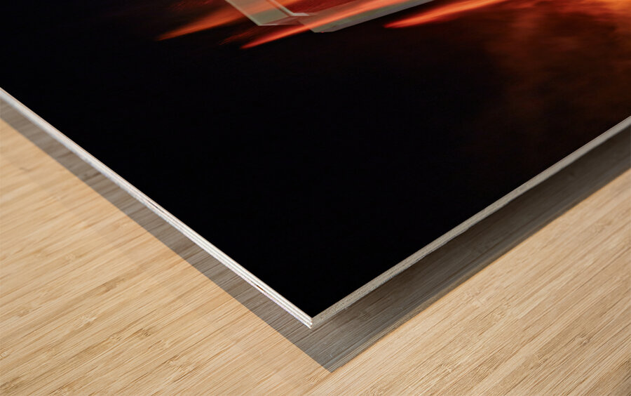 Volcano eruption night show at Mirage Hotel. Las Vegas Nevada USA Wood print