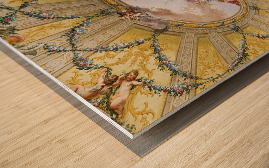 Caserta Campania Italy. The Royal Palace. The ceiling of Queen Maria Carolina apartment Wood print