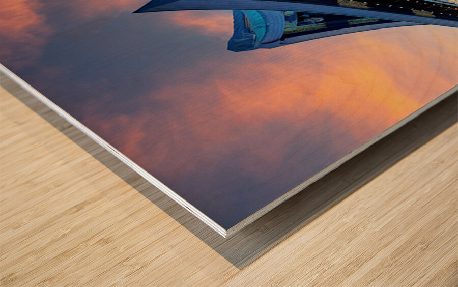 Yasaka shrine in Kyoto with lanterns during sunset Wood print