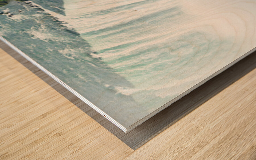 Iconic Niagara Falls viewing platform and visitor center. Wood print