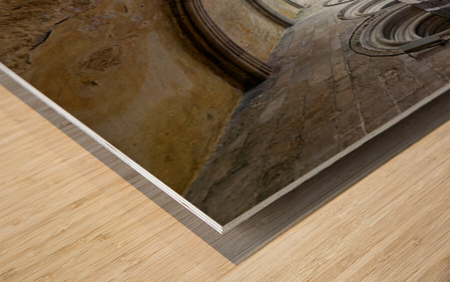 Nuns walk in the cloister of Vezelay Abbey in Bourgogne France Wood print