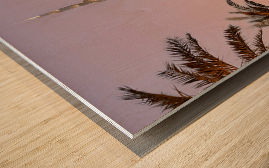 Burj Khalifa stands tall at dusk in Dubai Wood print