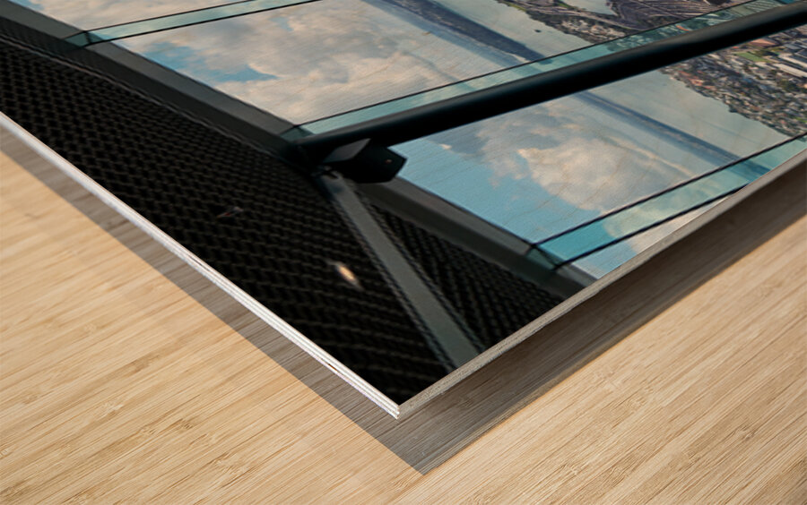 View of Auckland city and financial district from the Sky Tower Wood print