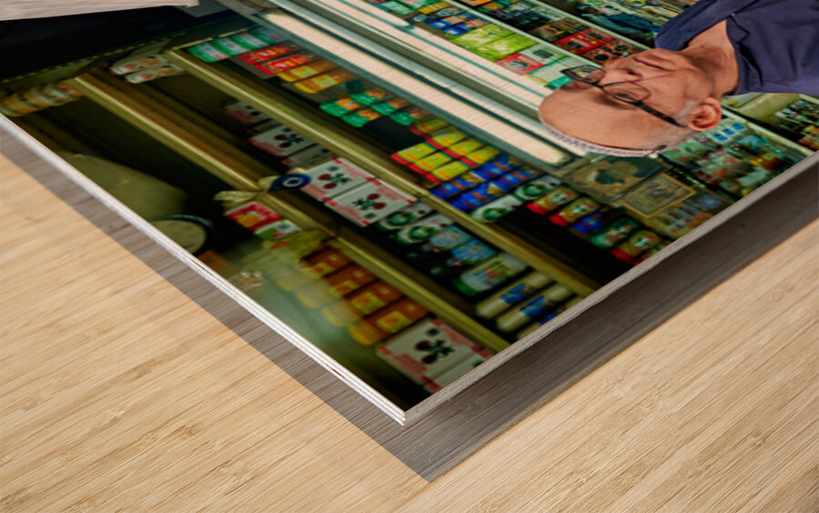 Market scene in Mahane Yehuda in Jerusalem during busy shopping  Wood print