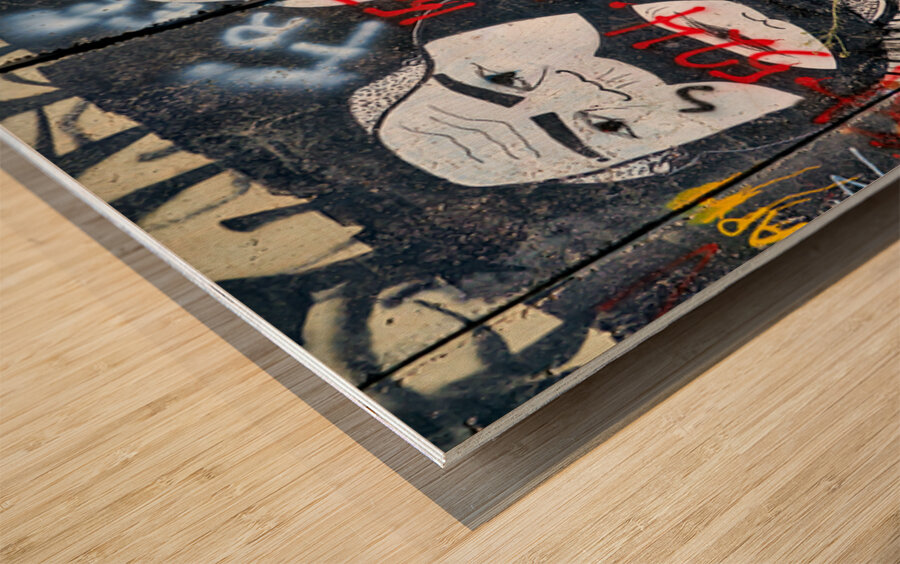 Mural on the west bank separation wall in Bethlehem Jerusalem Wood print