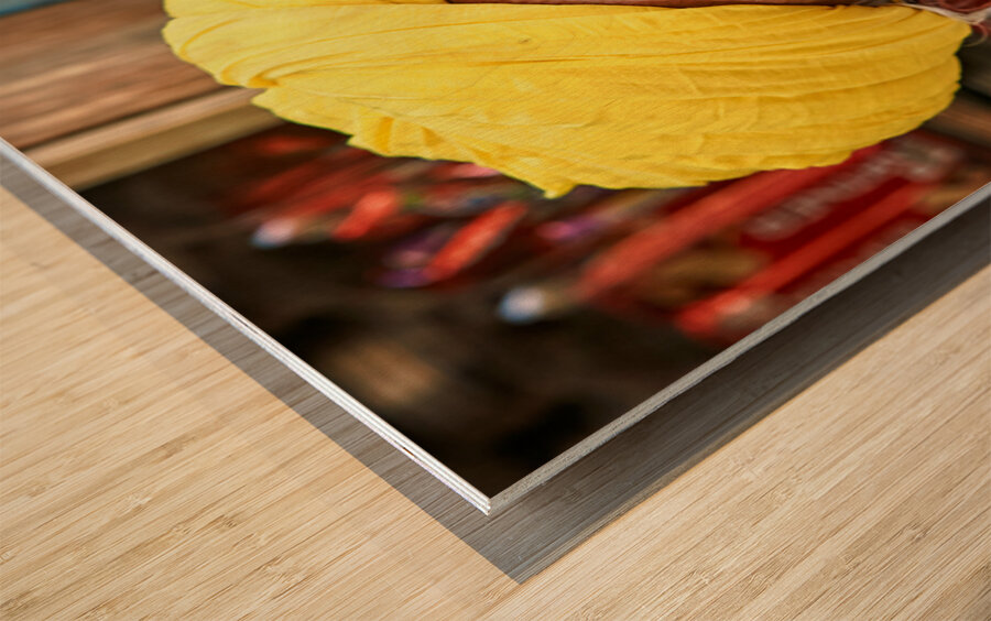 Senior man in yellow turban in Jaisalmer Rajasthan India Wood print