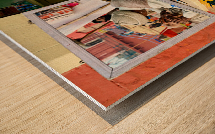 Barber provides shaving service in Varanasi Uttar Pradesh Wood print