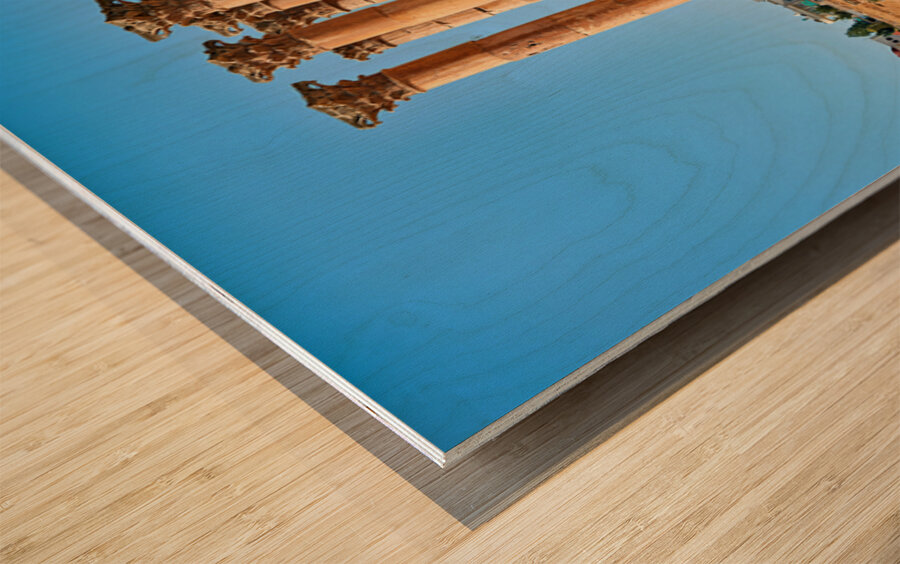 Ruins of ancient columns at Gerasa in Jordan during daytime Wood print