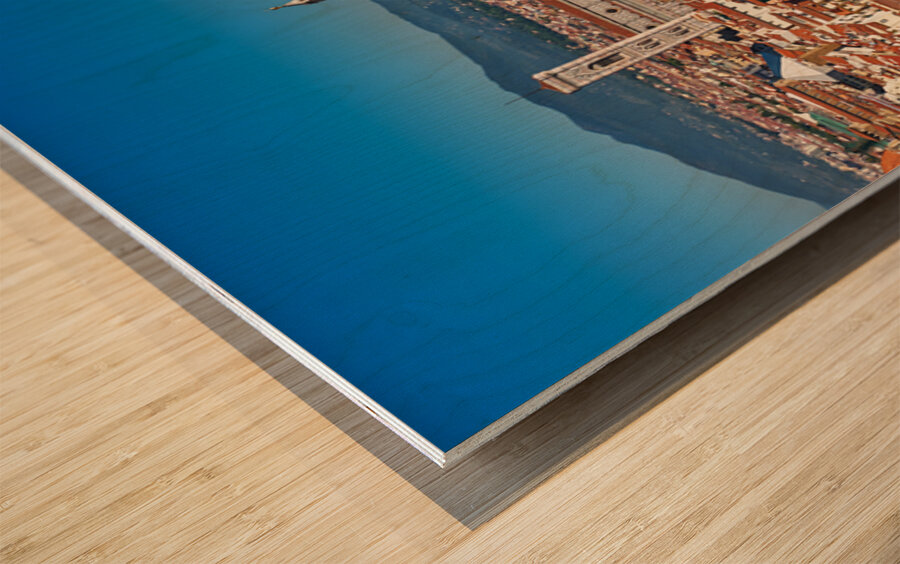 View of Florence rooftops and dome in Tuscany Italy during clear Wood print