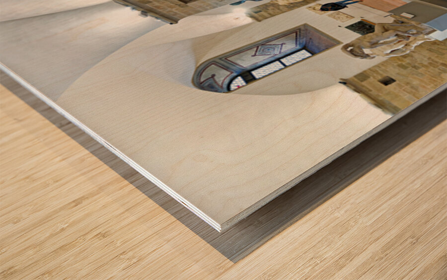 View of classic sculptures at Museo Nazionale del Bargello museu Wood print