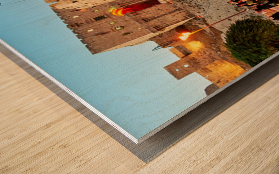 Exploring the ancient citadel in Aleppo Syria during twilight h Wood print