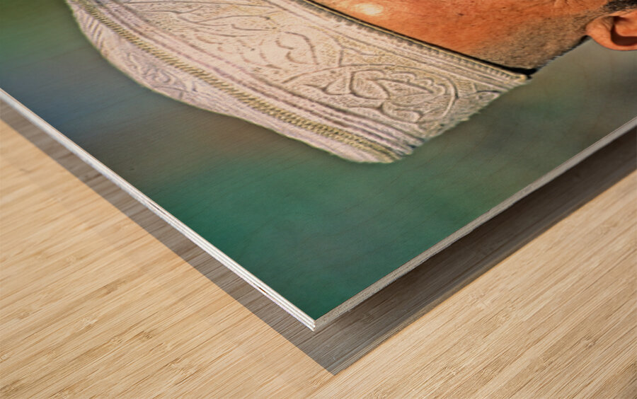 Portrait of a bearded man in Pakistan during daylight Wood print