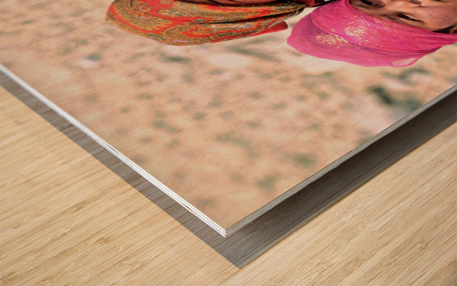 Children in a village in Uzbekistan during a sunny day Wood print