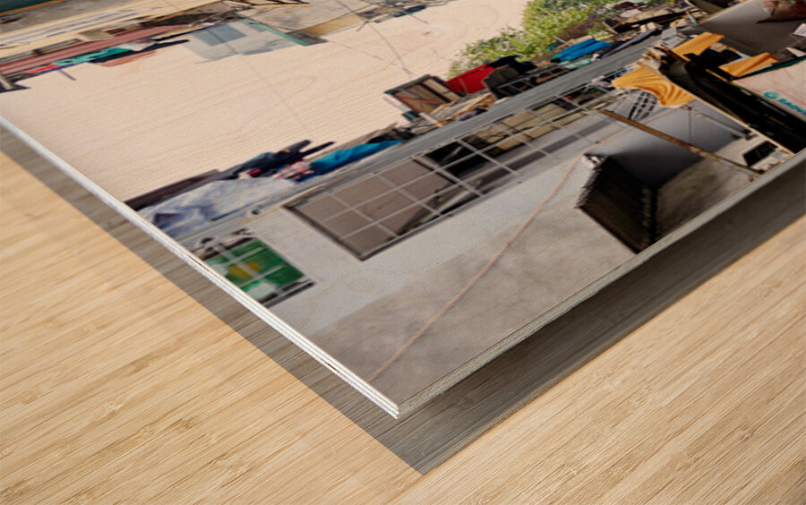 People walk along railway tracks in Ho Chi Minh City Vietnam Wood print