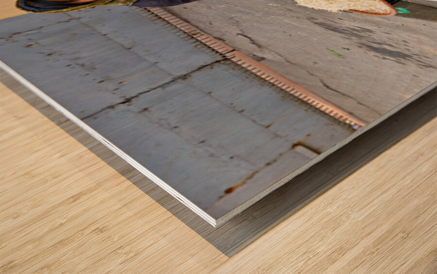 Woman sells fresh vegetables in Hanoi market Wood print