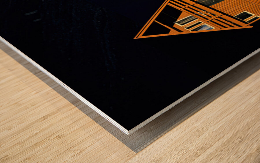 Colorful houses in Longyearbyen Svalbard under sunlight Wood print