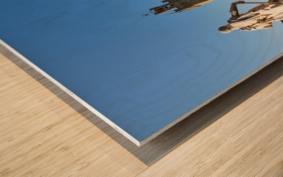 Palazzo dei Priori and statue in Arezzo Tuscany Italy Wood print