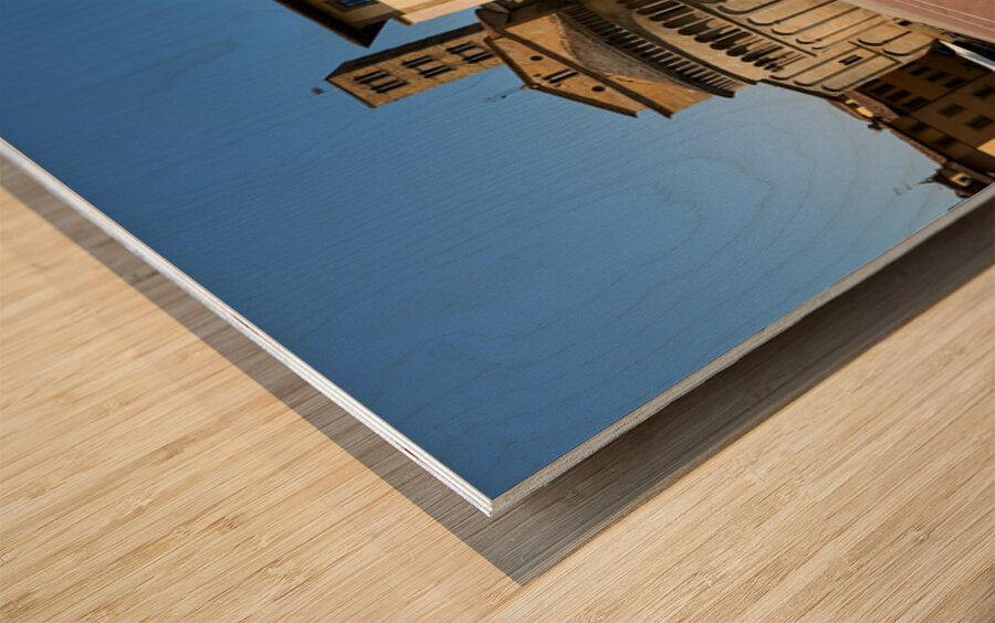 Visit to Piazza Grande in Arezzo Tuscany Italy during sunny day Wood print