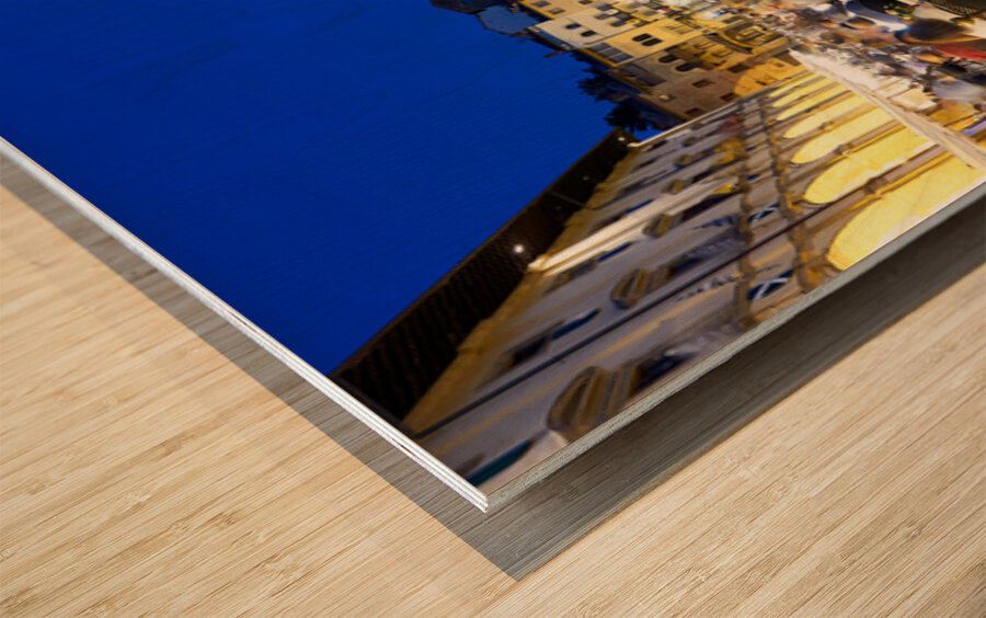 Piazza Grande at sunset offers dining and socializing in Arezzo Wood print