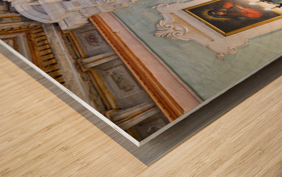 Paintings by Luca Signorelli in San Niccolo church in Cortona Wood print