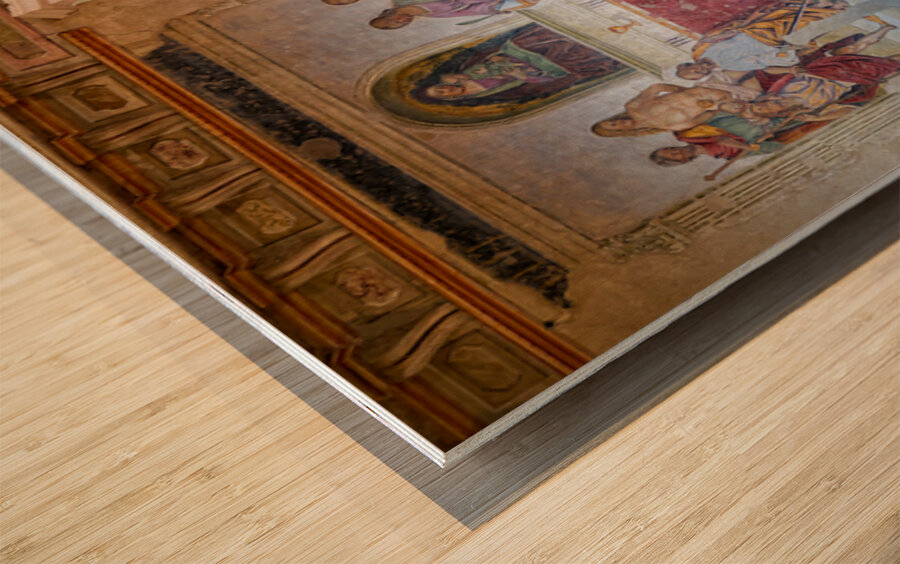 Historical paintings in San Niccolo church in Cortona Italy Wood print