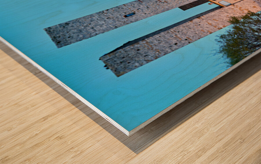 Piazza del Duomo in San Gimignano at sunset in Tuscany Italy Wood print