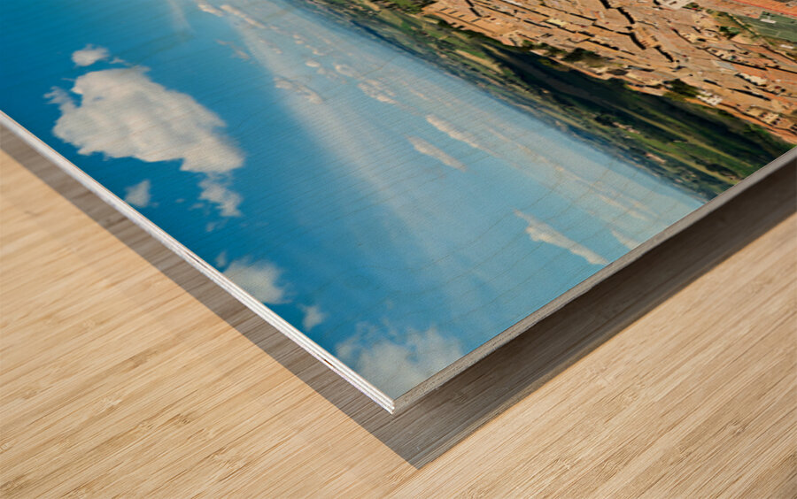 Aerial view of San Gimignano in Tuscany during the day Wood print